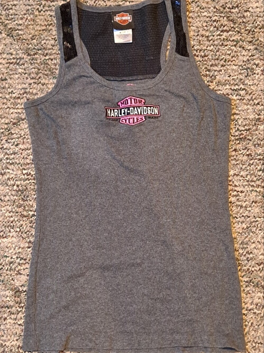 Harley-Davidson Gray Tank with Pink Logo